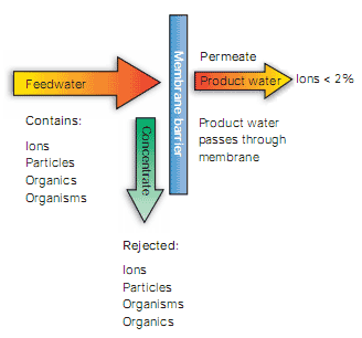 Reverse osmosis (RO) – pressure-driven deionization